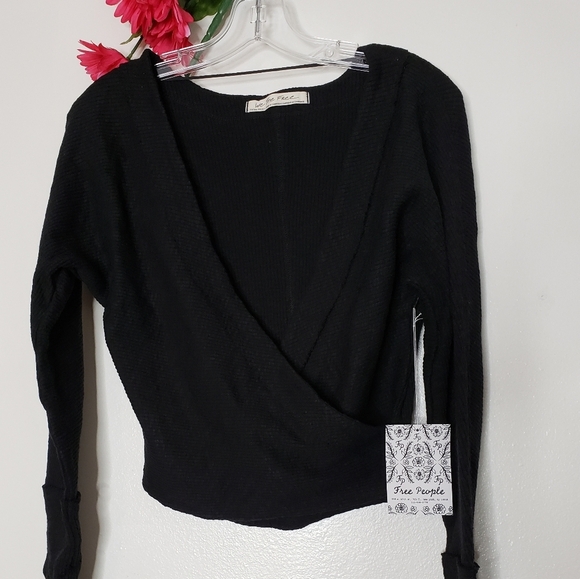 NEW Free People Lupine Wrap Ribbed Jersey Tee Top Thermal Knit Bohemian Fall - Picture 8 of 16